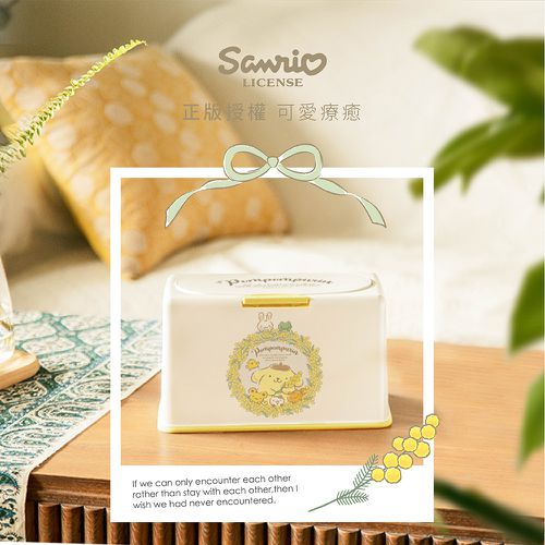 三麗鷗Sanrio【大耳狗果汁】50入口罩收納盒 衛生紙盒 濕紙巾盒 塑膠收納 內建彈簧自動向上