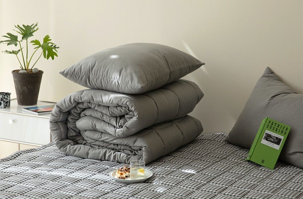 韓國 Maatila - 可水洗超細纖維桃皮感四季被-迷霧灰