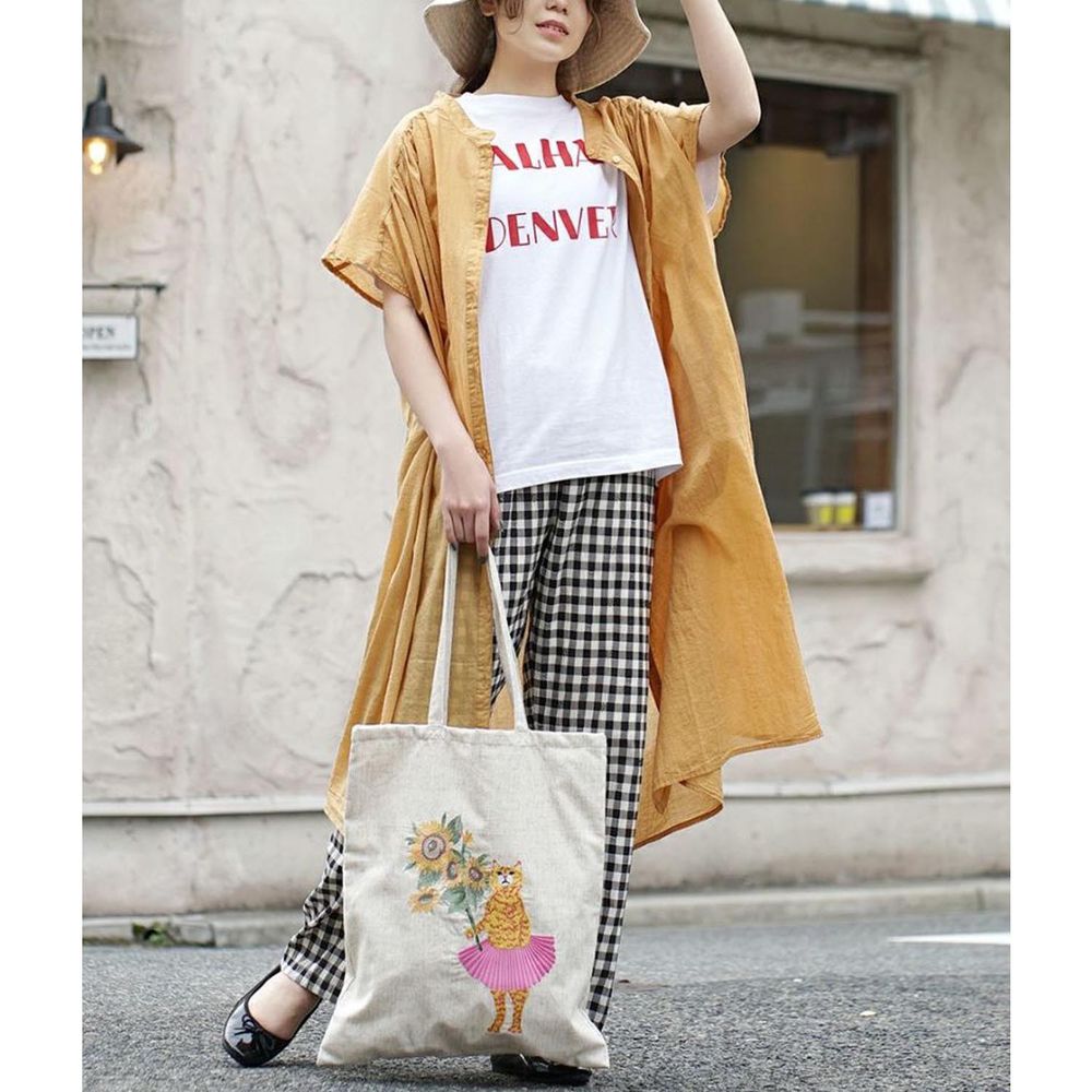 日本 zootie - 100%棉 涼爽輕透長版短袖襯衫-蜂蜜黃