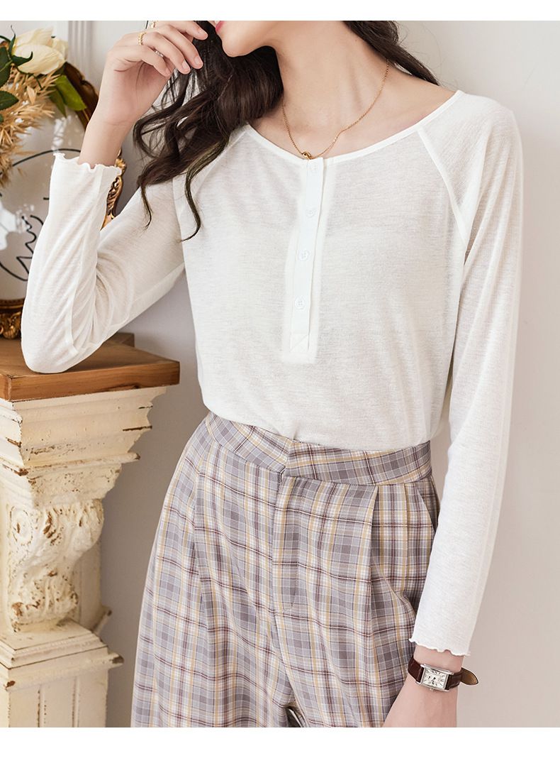 慵懶基礎長袖上衣-白色