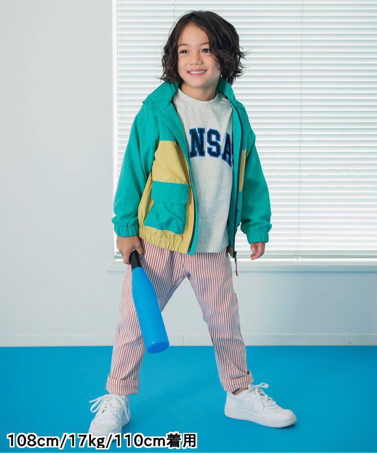 日本 BREEZE - 潑水加工 繽紛連帽防風外套-萊姆