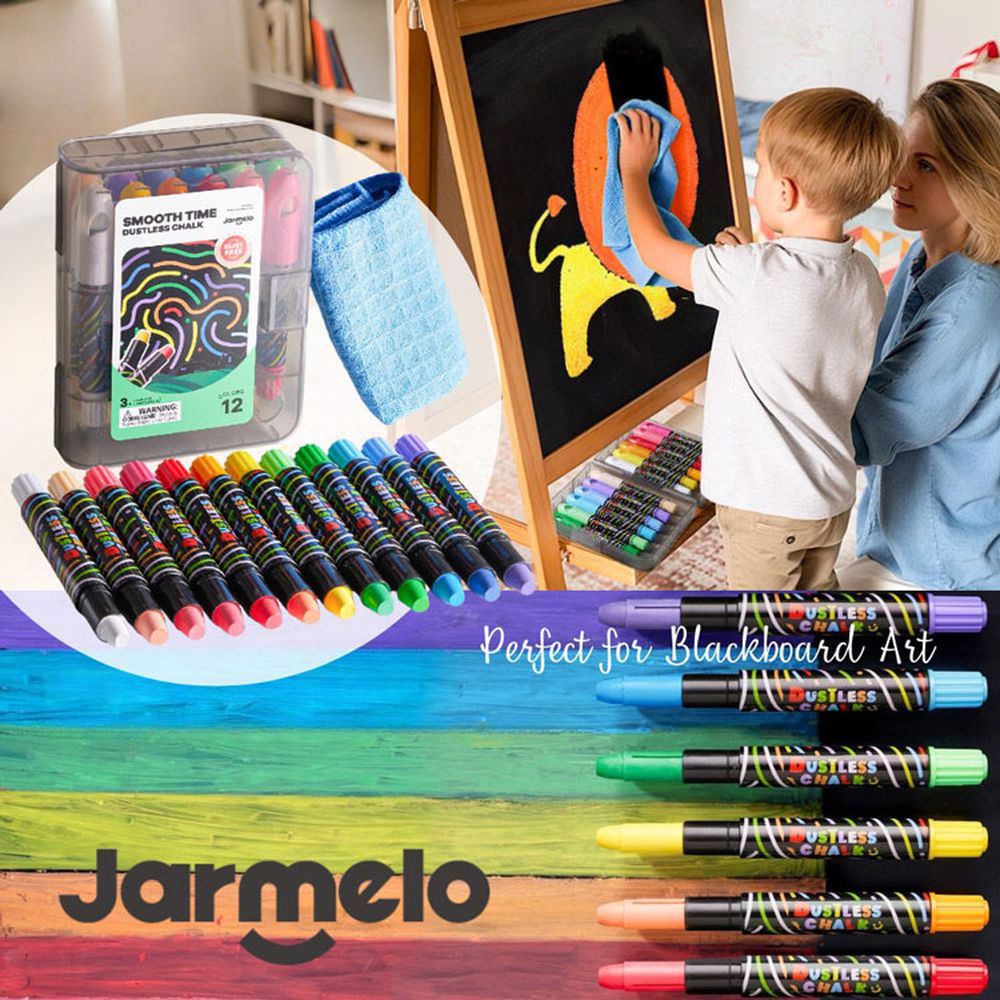 轉轉無塵絲滑蠟筆12色 JA99902(無塵粉筆、黑板適用、彩繪筆)