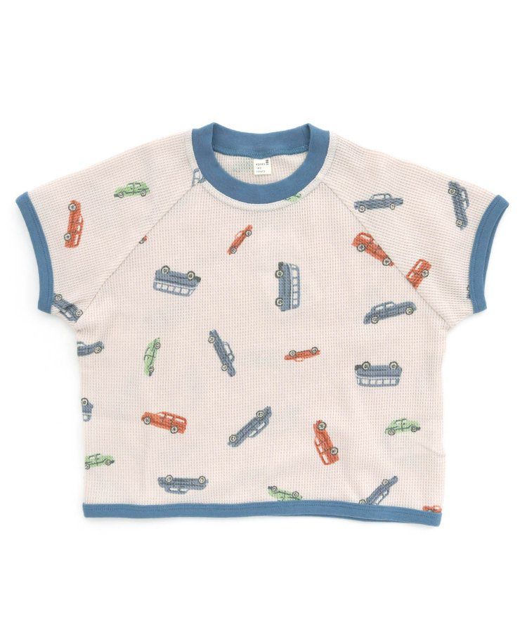 日本 apres les cours - 舒適華夫格短袖成套家居服-車車-灰藍