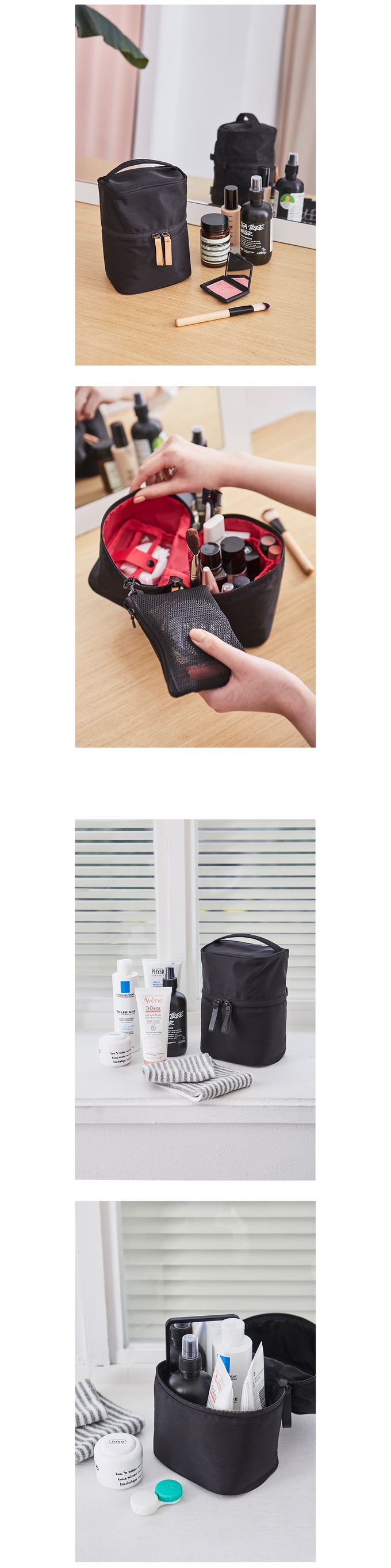 韓國 ithinkso - (附可拆網袋)極簡多用途收納化妝包-紫 (13X10X19CM)