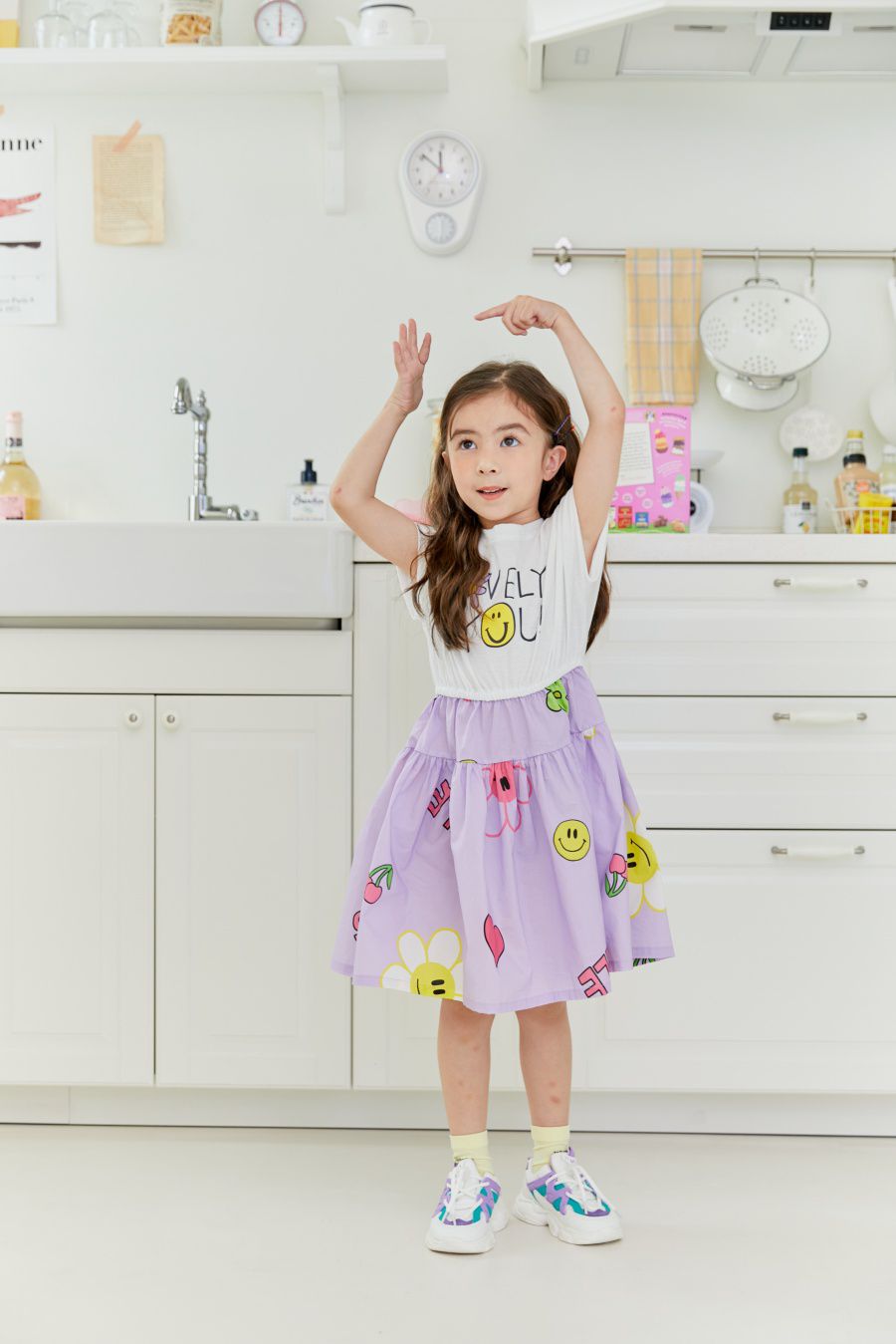 韓國 MINIATURE - LOVELY雙拼接裙襬洋裝-紫