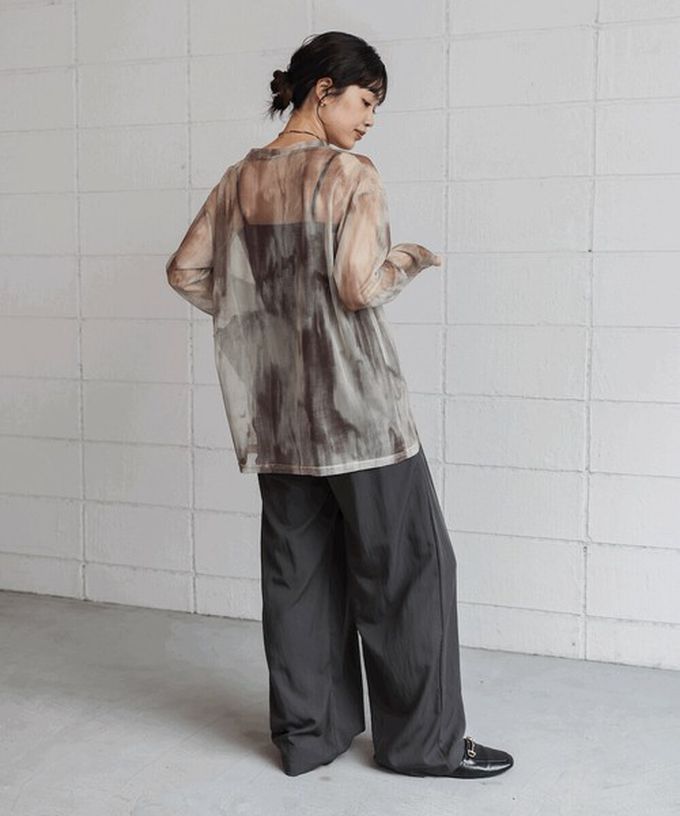 日本 Bab - 雲彩風格透膚美型長袖上衣-藍系