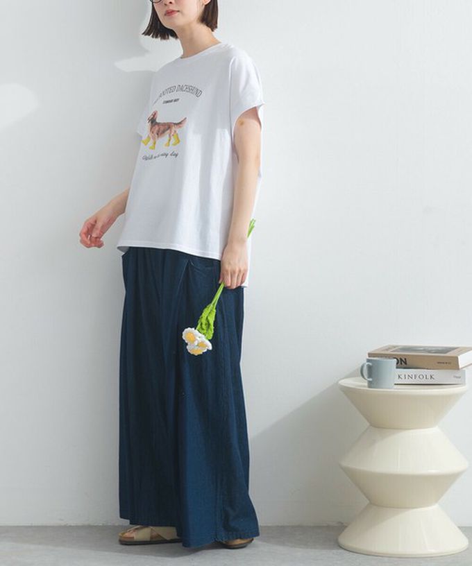 日本 Lupilien - 16OE天竺棉 臘腸狗印花短袖上衣-白