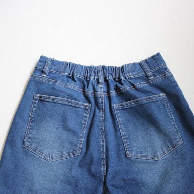 日本女裝代購 - Coolish 接觸涼感舒適快乾丹寧寬褲-海軍藍