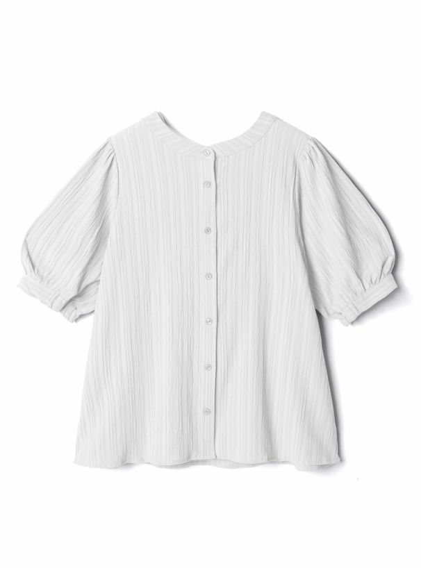 日本 GRL - 簡約圓領泡泡短袖襯衫-寶貝藍 (F)