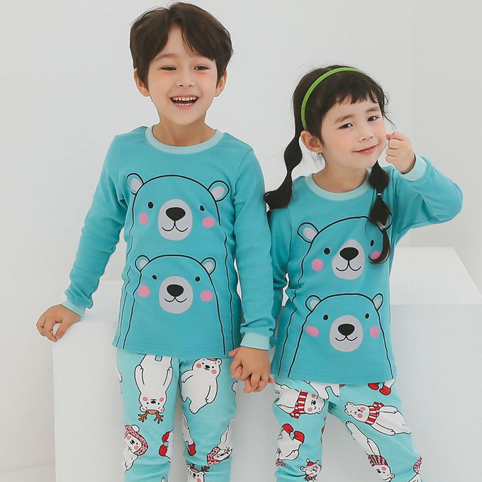 正韓 Puco - 超優質嬰幼兒/兒童長袖100% 有機純棉家居服/睡衣-抱抱北極熊