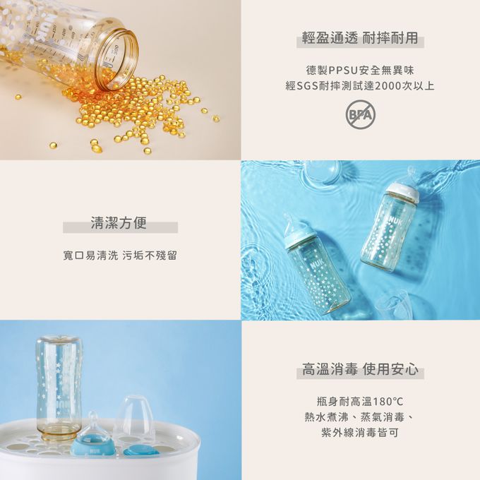 德國 NUK - 新生兒PPSU感溫奶瓶禮盒組