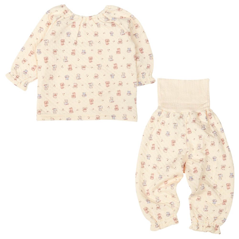 長袖家居服-套頭式穿衣練習 動物-米白色