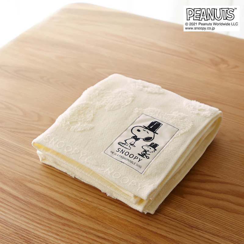 日本千趣會 - 史努比 日本製今治純棉長毛巾-立體剪影-杏 (34x80cm)