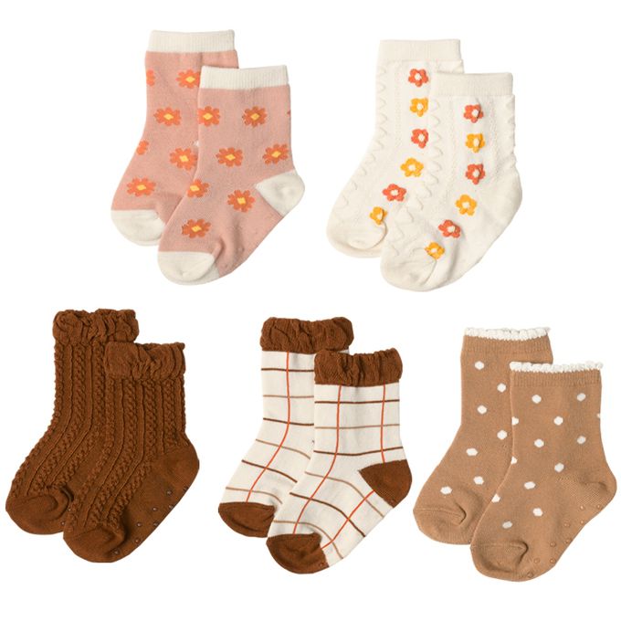 akachan honpo - 中筒襪5雙組-小花 (9~14cm)