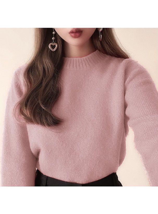 日本 GRL - 短版簡約圓領針織毛衣-淺灰 (F)