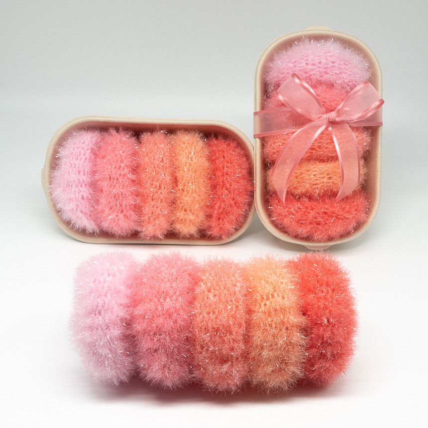 韓國製 - (五入禮盒組)手工編織洗碗刷/洗滌刷-森林黃綠