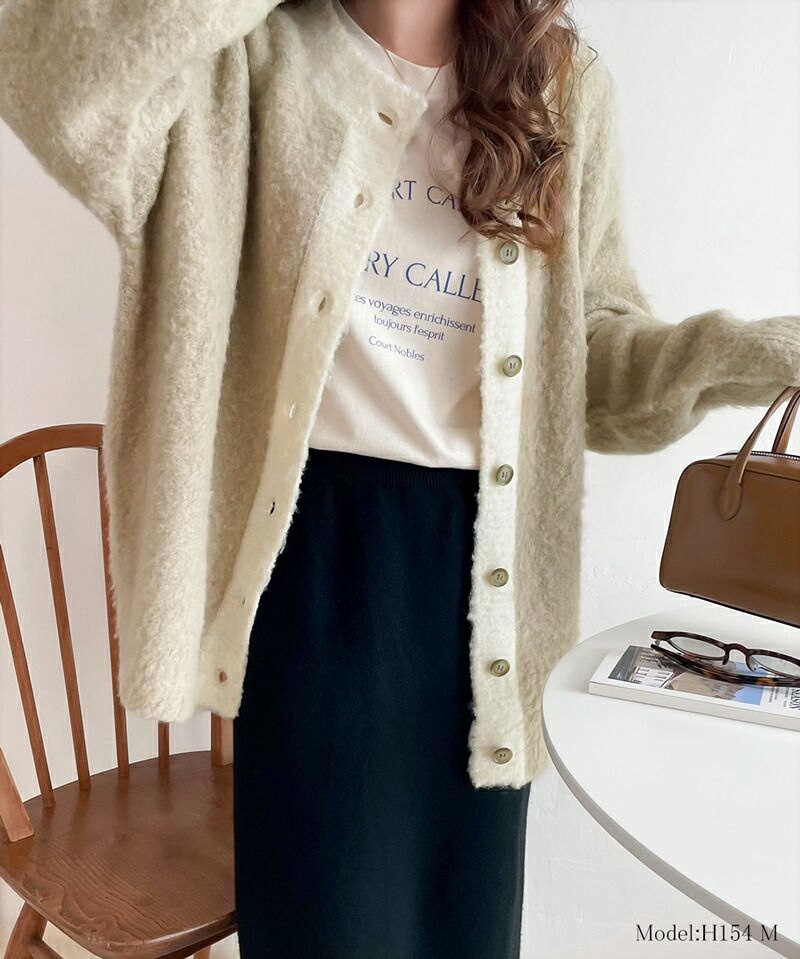 日本 Classical Elf - 2WAY輕量柔軟毛絨寬鬆針織外套-水藍