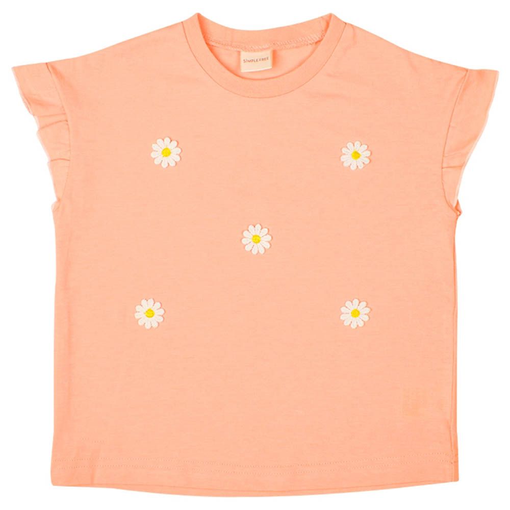 T恤-袖子荷葉邊-橘色