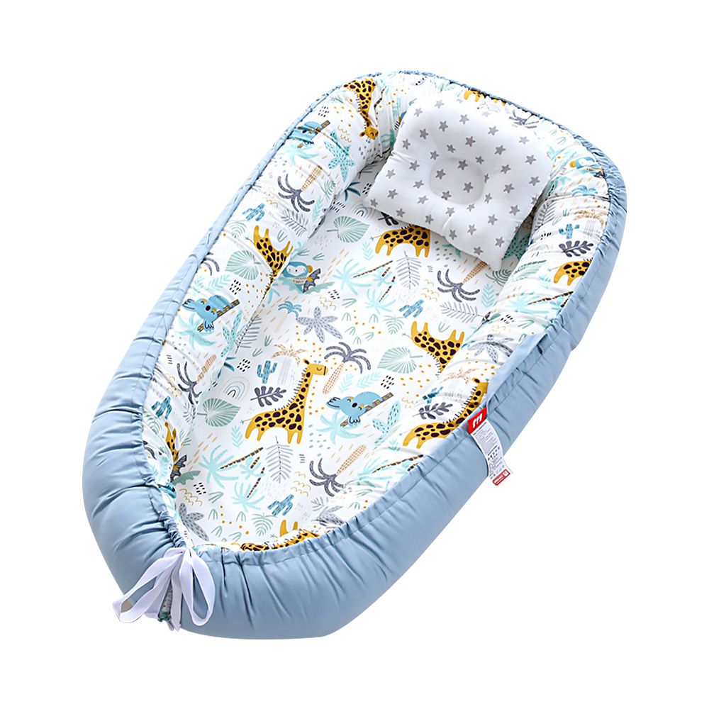 JoyNa - 嬰兒床中床 純棉新生兒睡窩 贈枕頭/防塵袋-樹懶和鹿 (50*85*13cm)