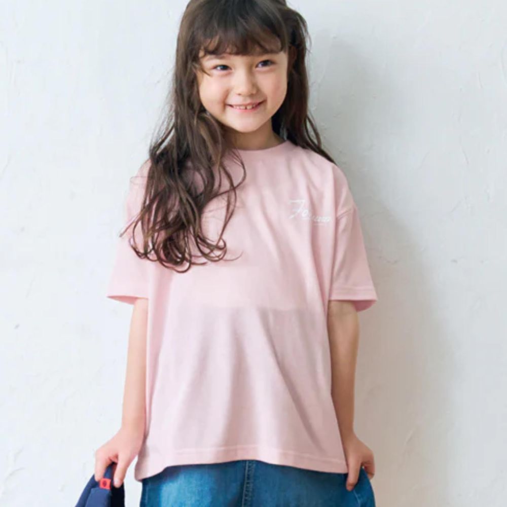 日本 COCA - 英文字母舒適短袖上衣-孩子-粉