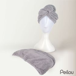 貝柔 Peilou - 超強十倍吸水超細纖維抗菌速乾髮帽-時尚灰 (47x25cm)