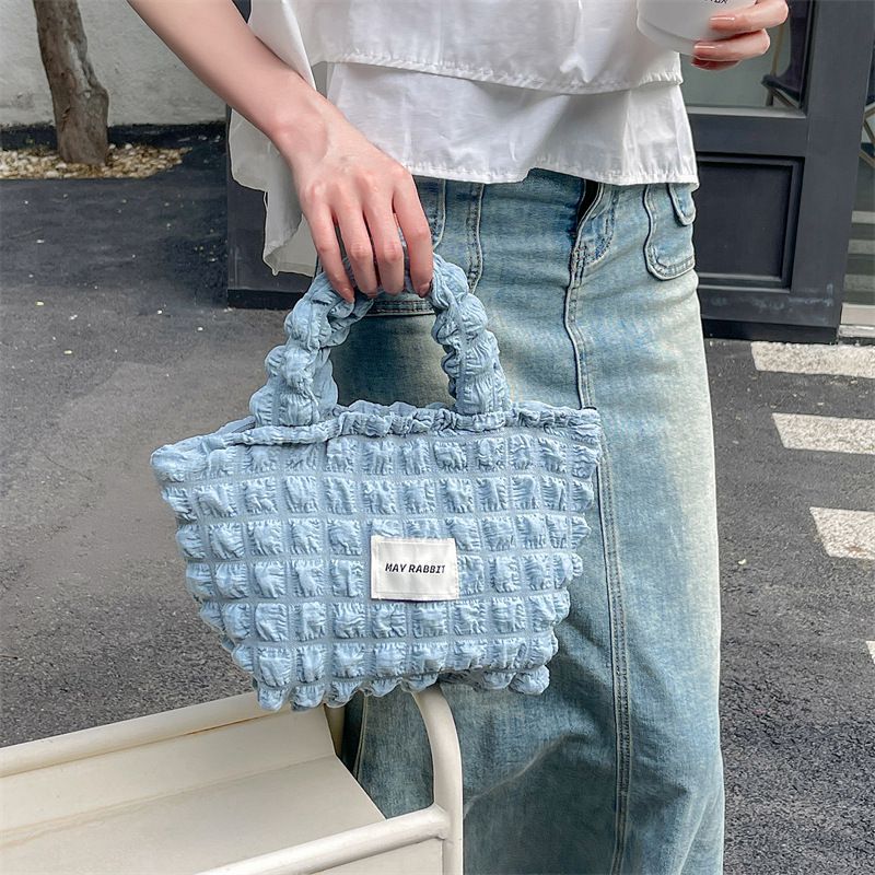 奶油泡泡雲朵手提包/托特包-紫色 ((19+12)x17x10cm)