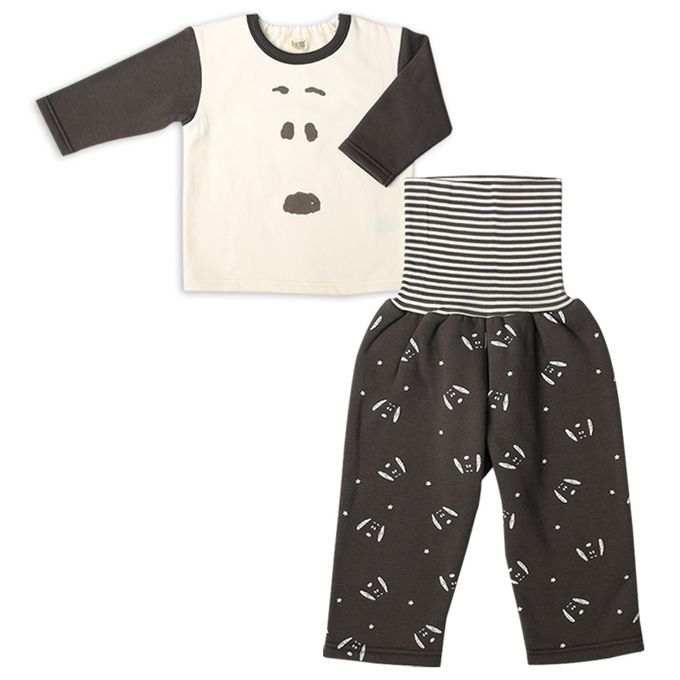 akachan honpo - 長袖家居服-史努比大臉-灰色