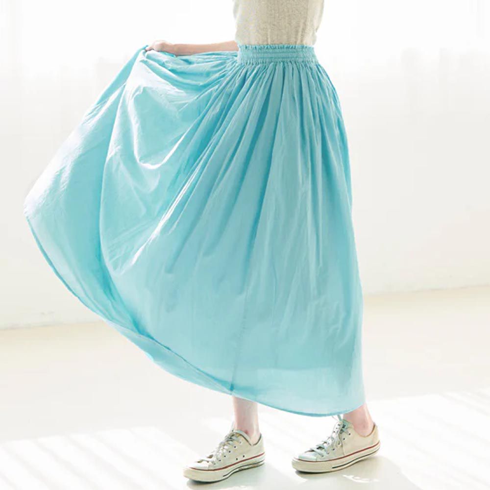 日本 COCA - [大人]100%棉 定番舒適修身長裙-水藍