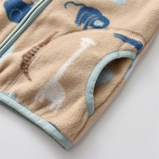 Fleece搖粒絨兒童外套-卡其動物園