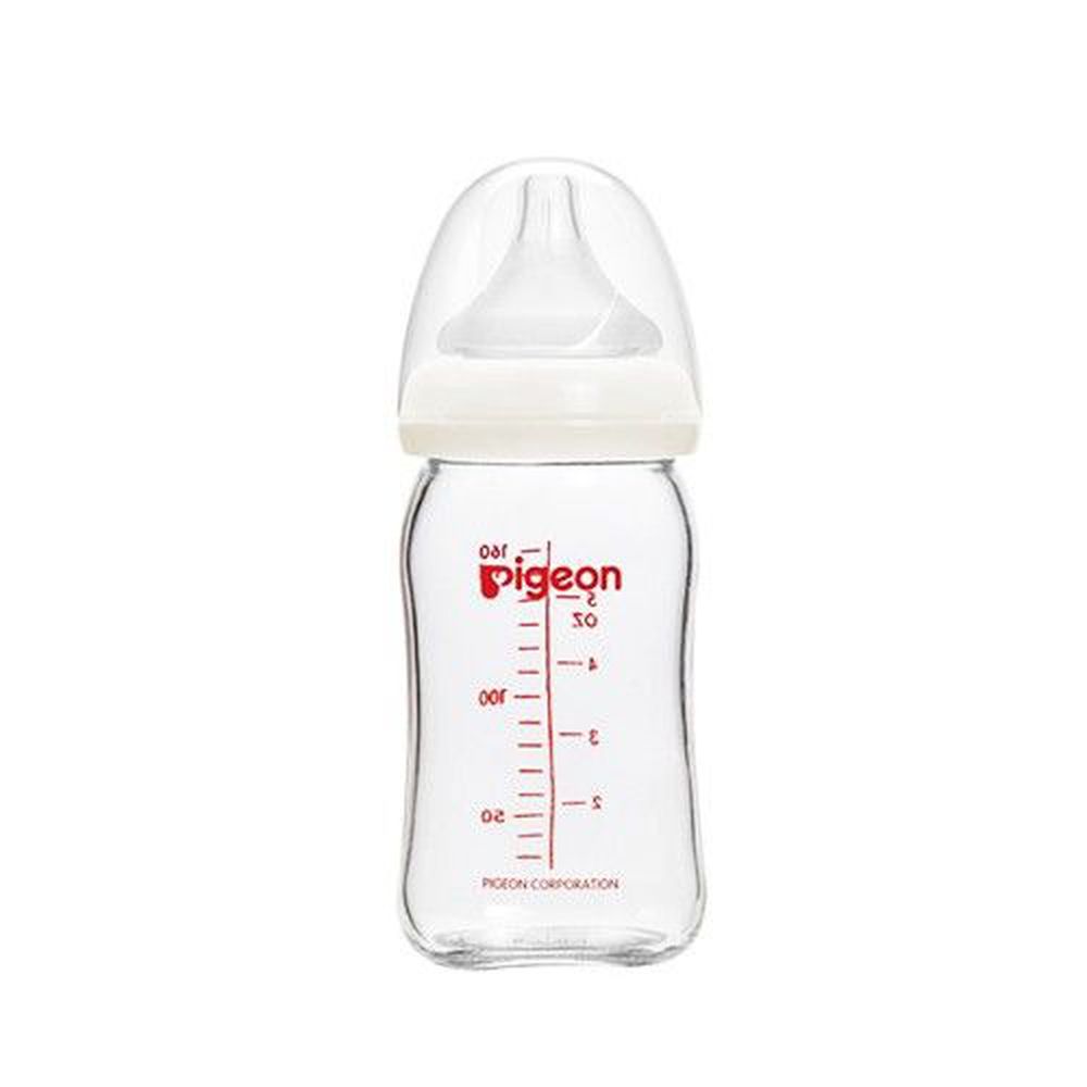 貝親 Pigeon - 母乳實感寬口玻璃奶瓶-附奶嘴-白色 (SS [0個月新生兒])-160mL