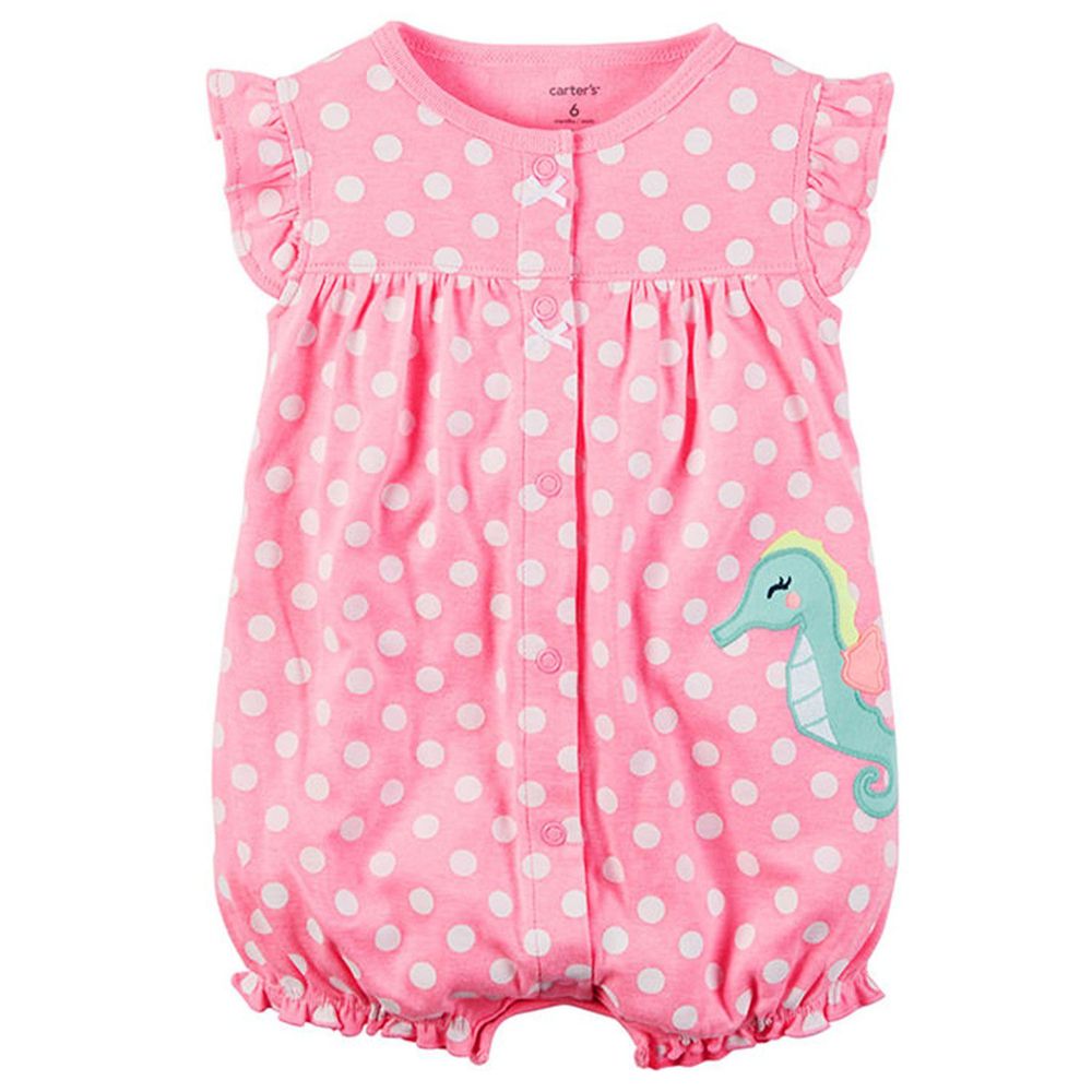 美國 Carter's - 嬰幼兒無袖連身衣-粉紅恐龍