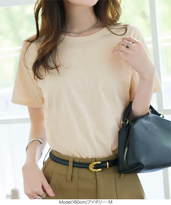 日本 Kobe Lettuce - 抗透汗 純棉圓領合身短袖上衣-墨綠