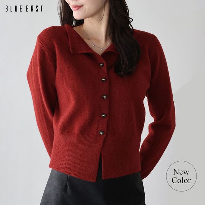 日本 BLUE EAST - 愛心蝴蝶結扣成熟甜美針織開襟衫-白 (M)