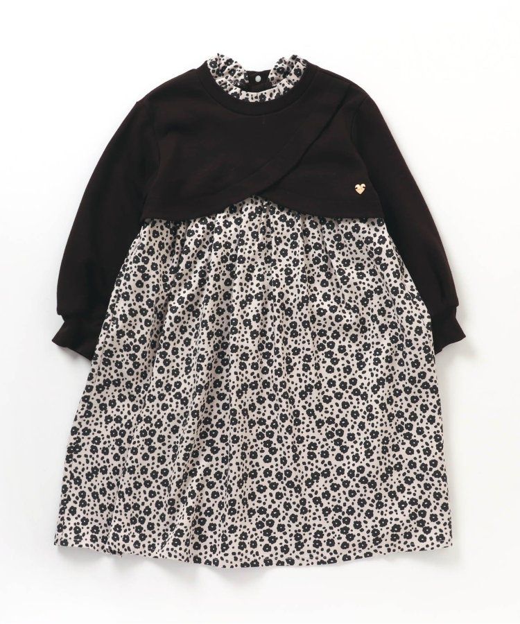 日本 apres les cours - 假二件交叉拼接氣質少女洋裝-白x格紋