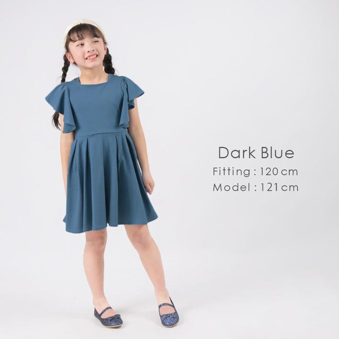 日本 evercloset - 波浪荷葉短袖浪漫洋裝-黑白條紋