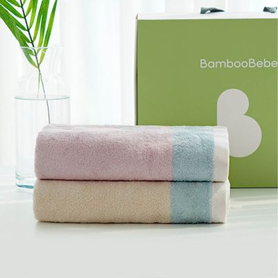 韓國 Bamboo bebe - (禮盒2入組)超柔軟毛圈竹纖維吸水多用途方形浴巾 (85x85cm)