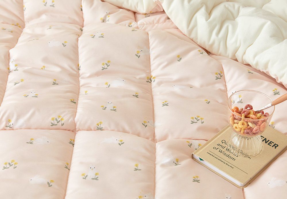 韓國 Maatila - 可水洗超細纖維桃皮感棉被(冬被)-粉紅小兔