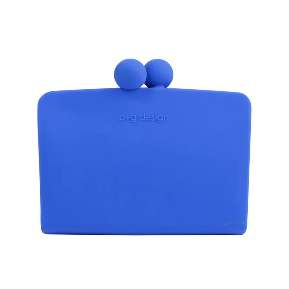 日本P+G design - 矽膠夾層口金短夾-藍