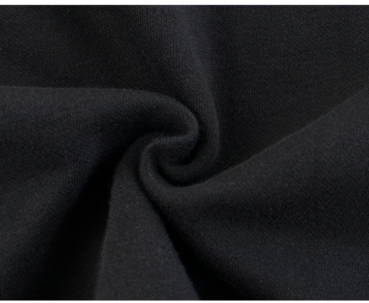 加絨棉質圓領長袖上衣/大學T-特技鱷魚-黑色