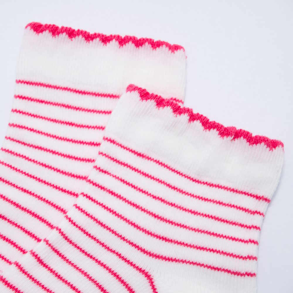 akachan honpo - 襪子-粉白橫紋-桃色
