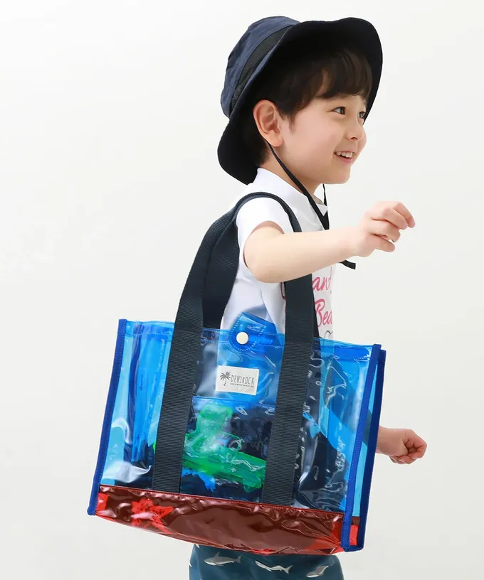 日本 devirock - 果凍色系PVC游泳/玩水包-紫x淺黃