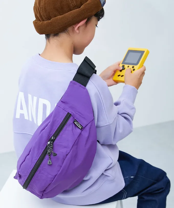 日本 devirock - 飽和色大容量側揹腰包(親子通用)-粉紅 (約17x43x11cm)