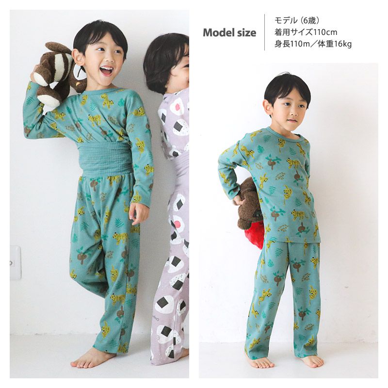 日本 ZOOLAND - 舒適保暖腹卷長袖睡衣/家居服-獨角獸-淺紫