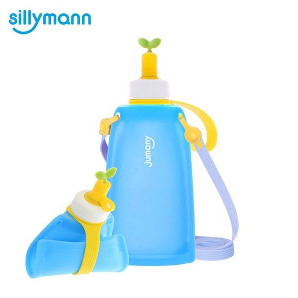 韓國 sillymann - 100%兒童便攜捲式鉑金矽膠水瓶-湖水藍-300ml