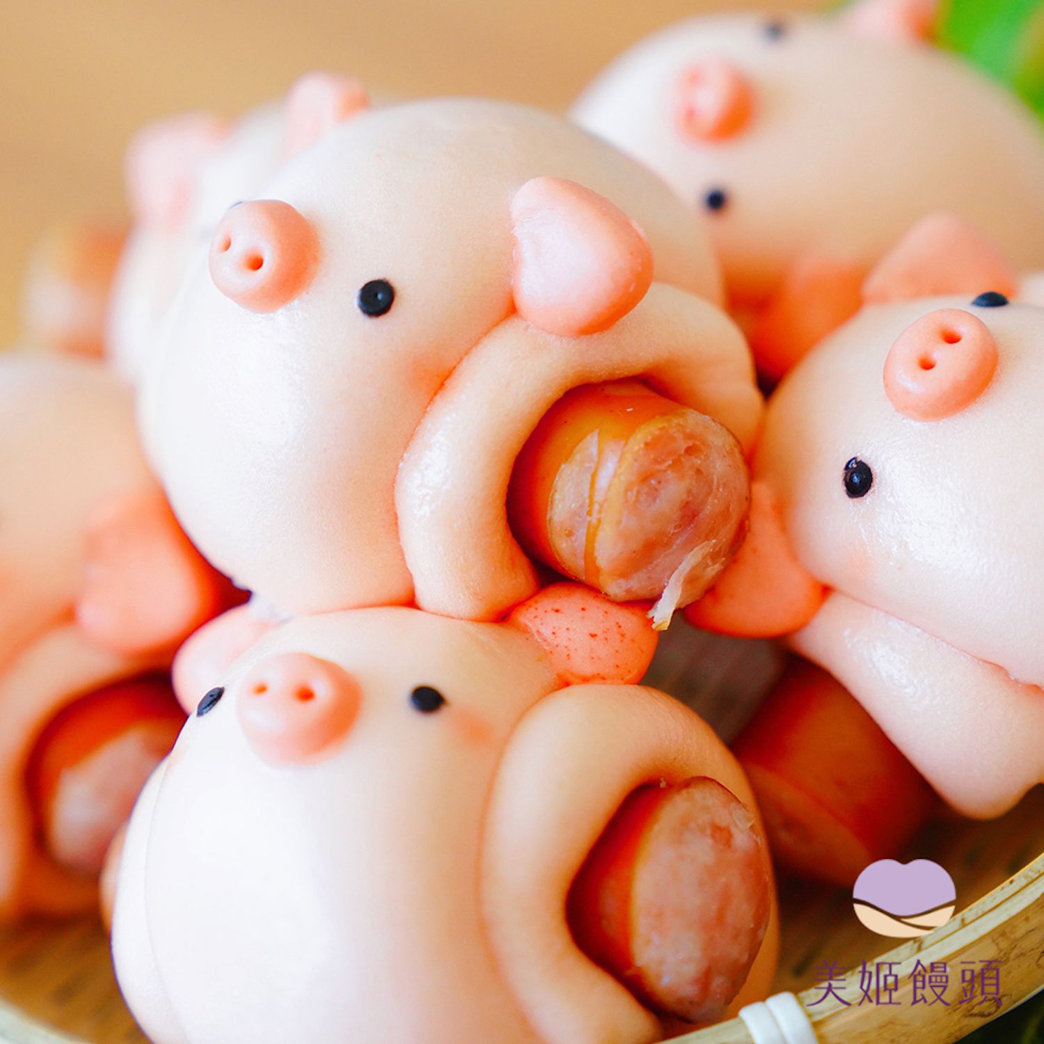 美姬饅頭 - 小豬豬鮮乳熱狗捲 (6入)-50g