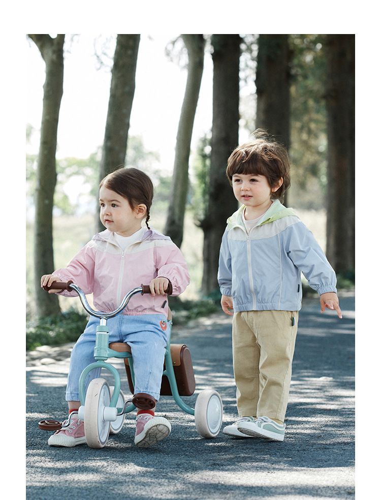 拼色連帽防風外套-粉+紫+白