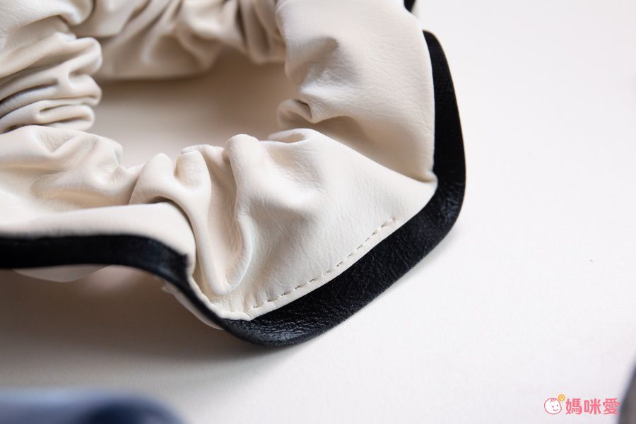 質感拼色皮質髮圈-米色