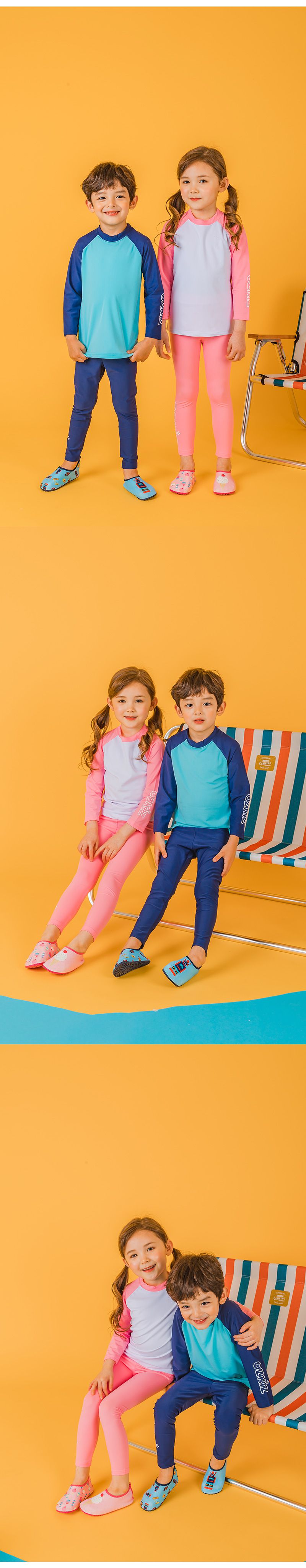 韓國 OZKIZ - 潛水布面輕量/防滑兒童沙灘鞋/戲水鞋-冰淇淋