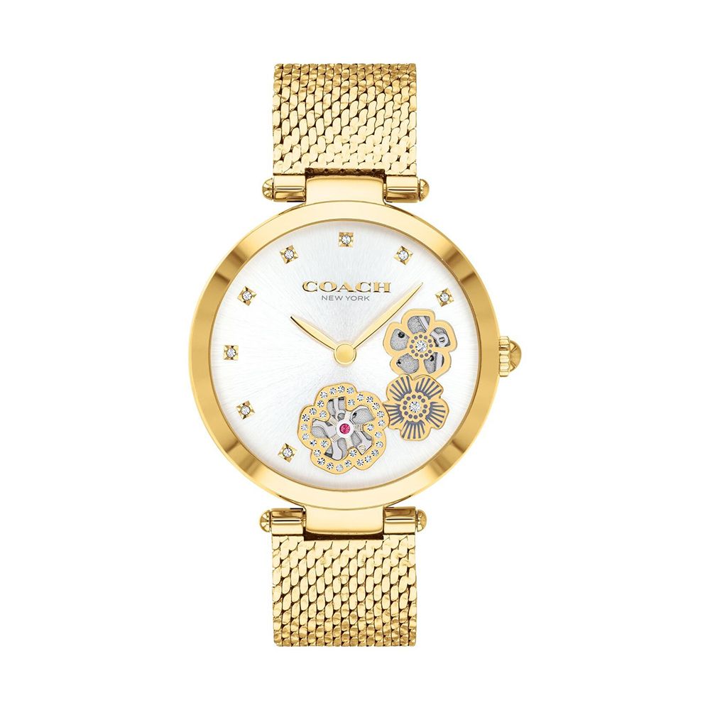 花朵鑲鑽腕錶 (金色)