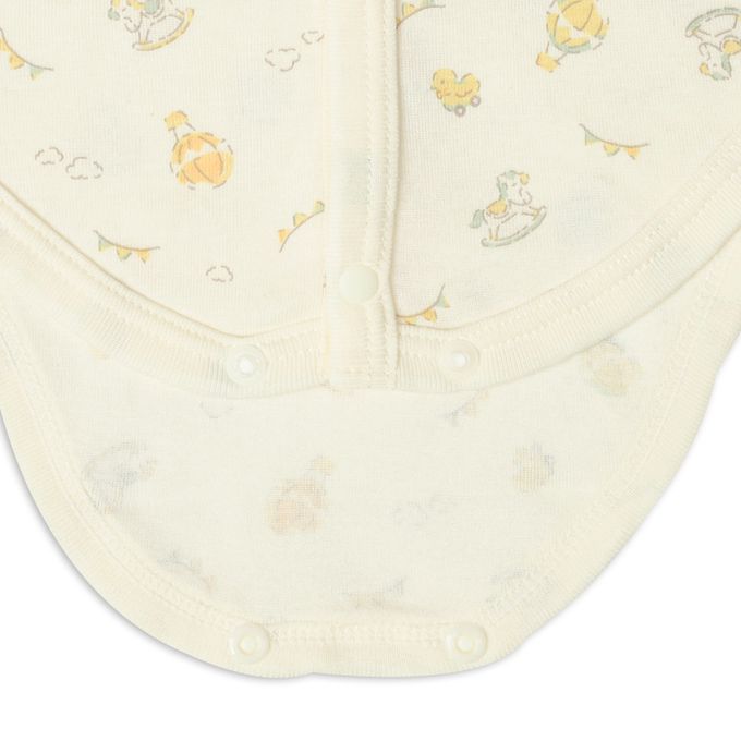 akachan honpo - 短袖速乾包屁衣2件組-前開式 氣球-黃色